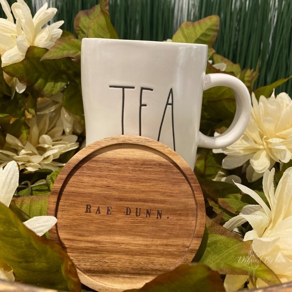 Rae Dunn COFFEE Mug w/ wood Coaster/Lid - Picture 7 of 7